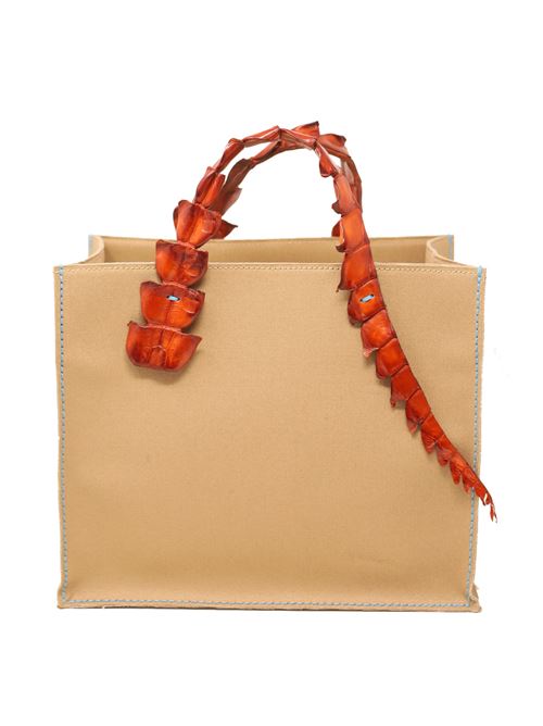 shopper in canvas e coccodrillo Laboratorio Capri | GRETACAMELARANCIO